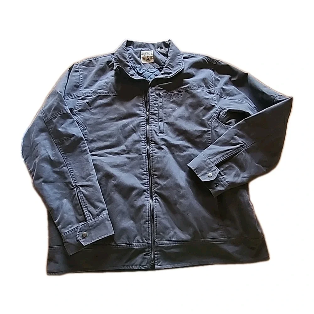 Red Head Mens Hunting Jacket 100% Cotton Full Zip Blue Gray L